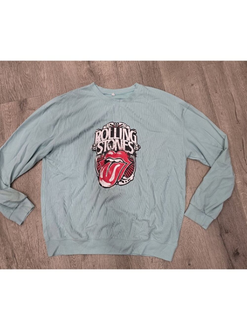 Rolling Stones Graphic Crewneck Sweatshirt Blue 2XL Vintage-Inspired Long Sleeve